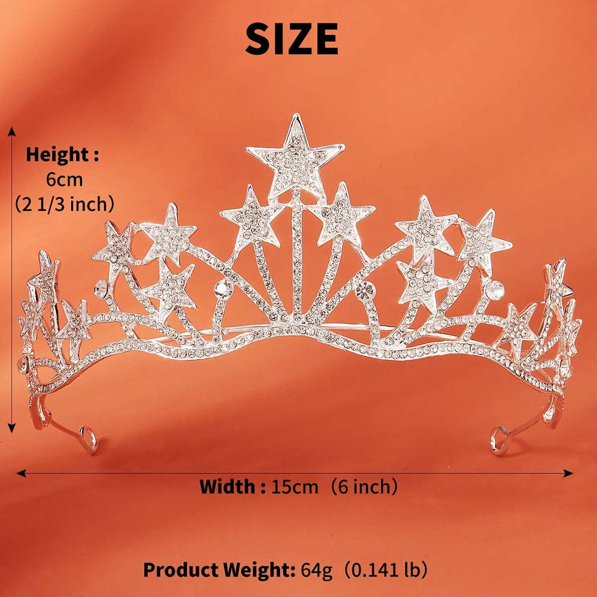 Star Headband Rhinestone Star Crown Bridal Princess Headpiece
