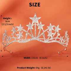 Star Headband Rhinestone Star Crown Bridal Princess Headpiece