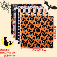 5pcs Halloween Pumpkin Pattern Fabric for Sewing Craft
