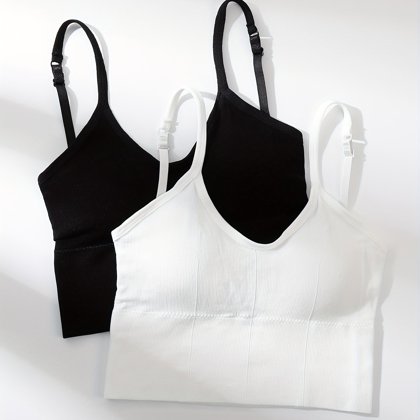 2pcs Solid Comfy Cami Tops Women's Crop Top Lingerie