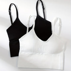 2pcs Solid Comfy Cami Tops Women's Crop Top Lingerie