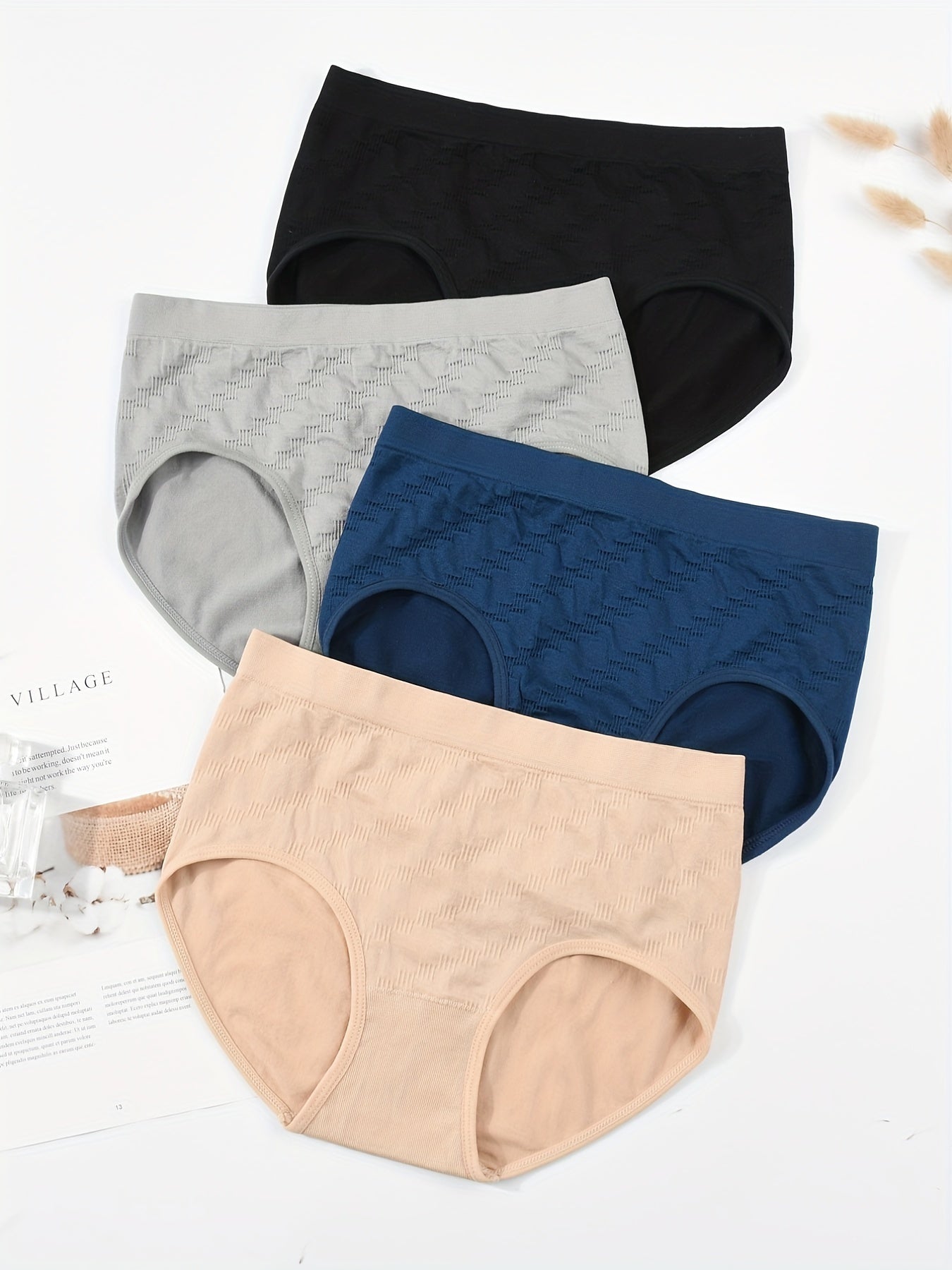 4pcs Comfy Mid Rise Panties Women's Lingerie
