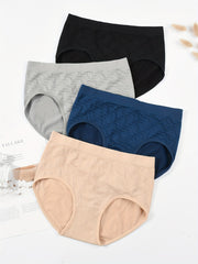 4pcs Comfy Mid Rise Panties Women's Lingerie