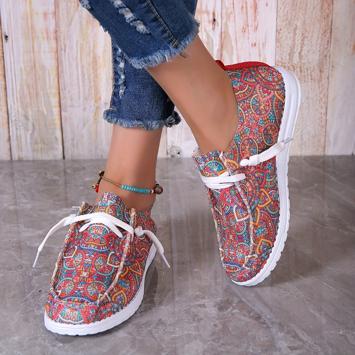 Women's Tribal Style Flat Loafers Lightweight Slip On Shoes