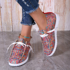 Women's Tribal Style Flat Loafers Lightweight Slip On Shoes
