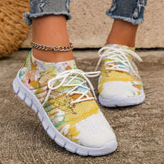 Floral Pattern Low Top Sneakers Women