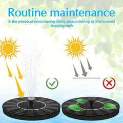 Solar Fountain Pump with 6 Nozzles - Ideal for Bird Baths, Ponds, Gardens