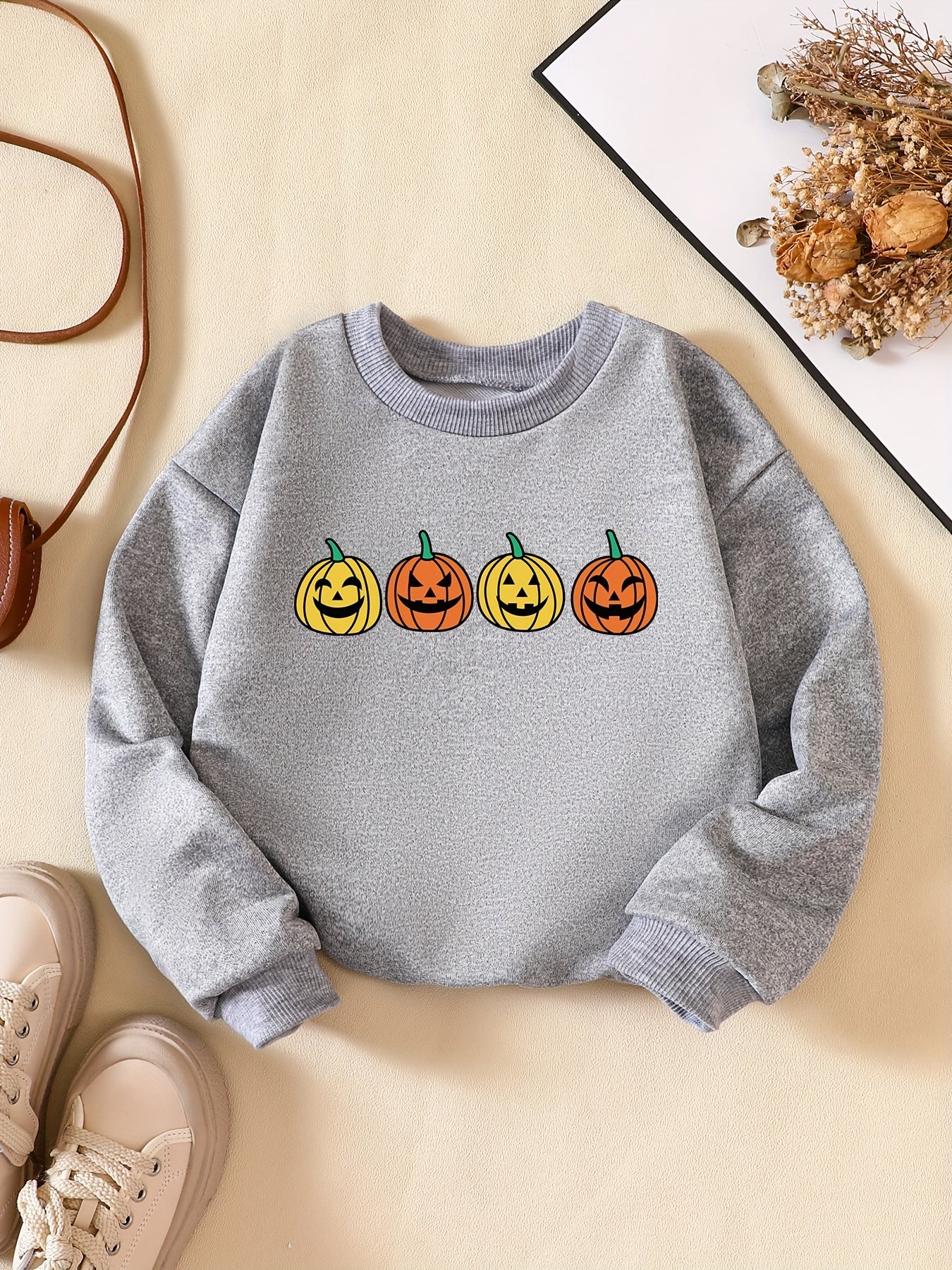 Halloween Pumpkin Print Boys Sweatshirt