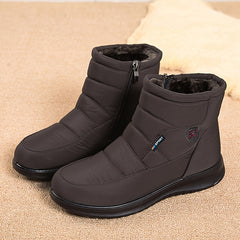Plush Lined Snow Boots Waterproof Anti Slip Flat Warm Shoes