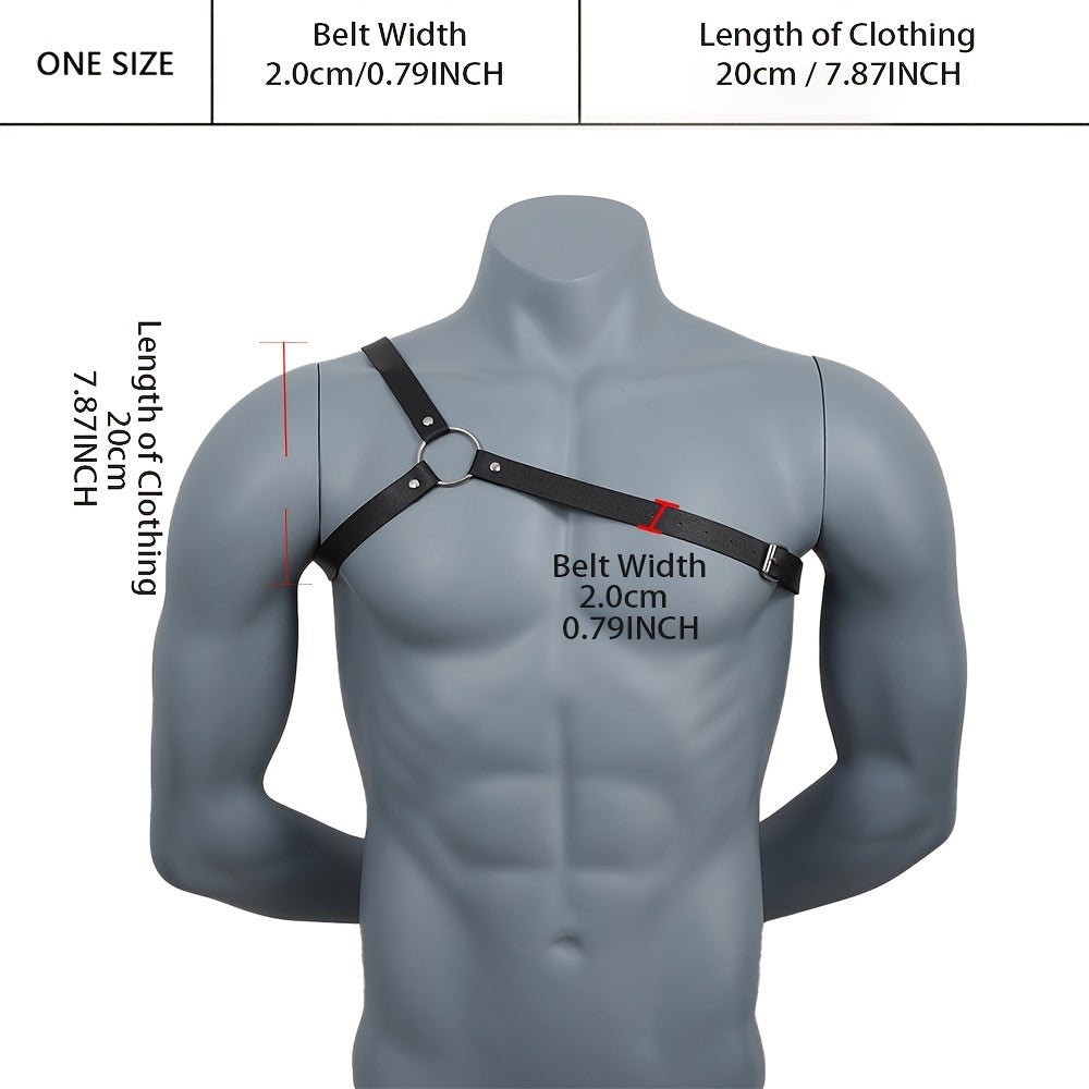 Men's PU Leather Shoulder Strap Body Belt for Daily Wear Party Costume