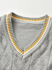 Kids College Style Sweater Vest Knitted Pullover