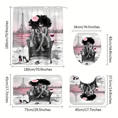 4pcs Personalized Art Women's Shower Curtain Set