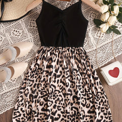 Girls Leopard Print Cami Dress for Party Beach Vacation
