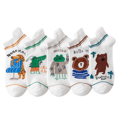 Boys Cartoon Animal Boat Socks Cotton Low Cut Ankle Socks