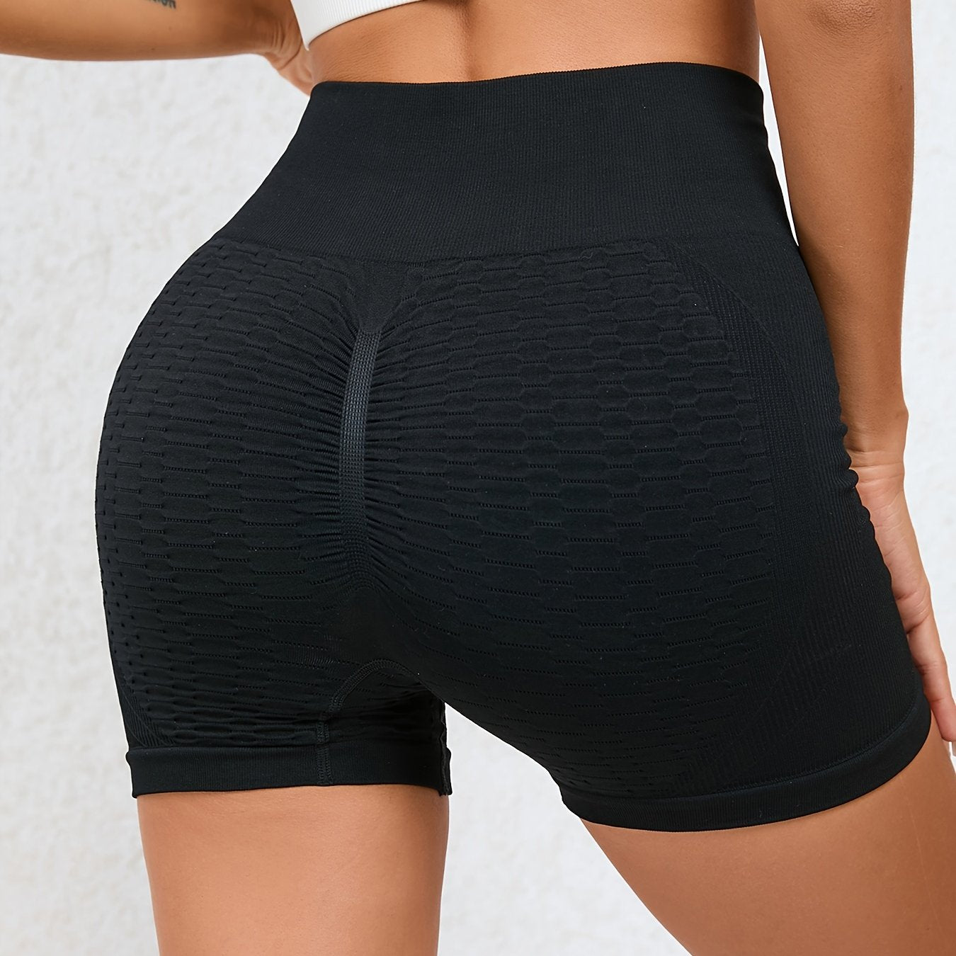 Honeycomb Yoga Sports Shorts High Waist Workout Biker Shorts