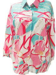 Colorblock Chain Print Blouse