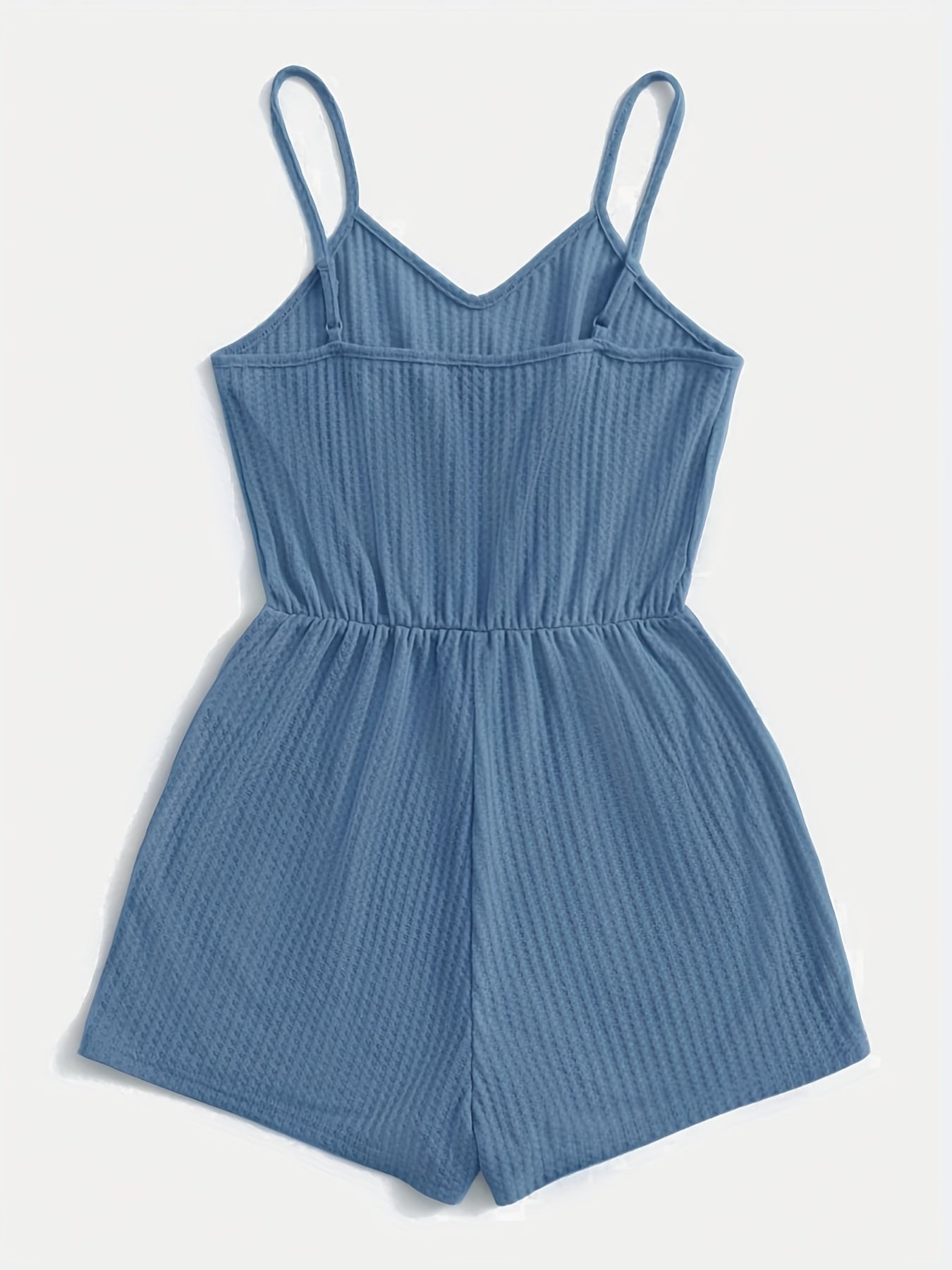 Waffle Knit Cami Romper Sleeveless Jumpsuit Women's Clothing