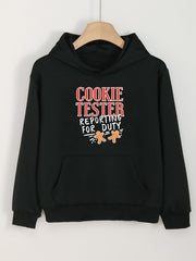 Christmas Girls Letter Print Hooded Sweatshirt for Winter