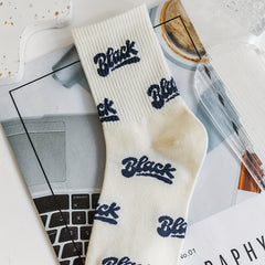 Letter Print Sports Socks Sweat absorbent And Breathable Mid calf Sports Socks