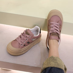 Women's Cutout Retro Board Shoes Lace Up Breathable Platform Sneakers