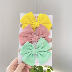 3pcs Baby Girls Bowknot Elastic Headband Hair Accessories
