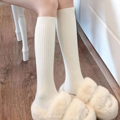 Ribbed Calf Socks Knee High Stockings