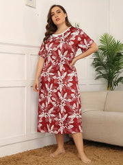 Floral Print Short Sleeve Sleep Dress