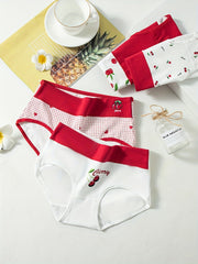 4pcs Heart & Cherry Print Briefs Women's Lingerie & Underwear