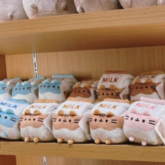 Chubby Cat Plush Toy in Milk Carton Soft Polyester Stuffed Animal