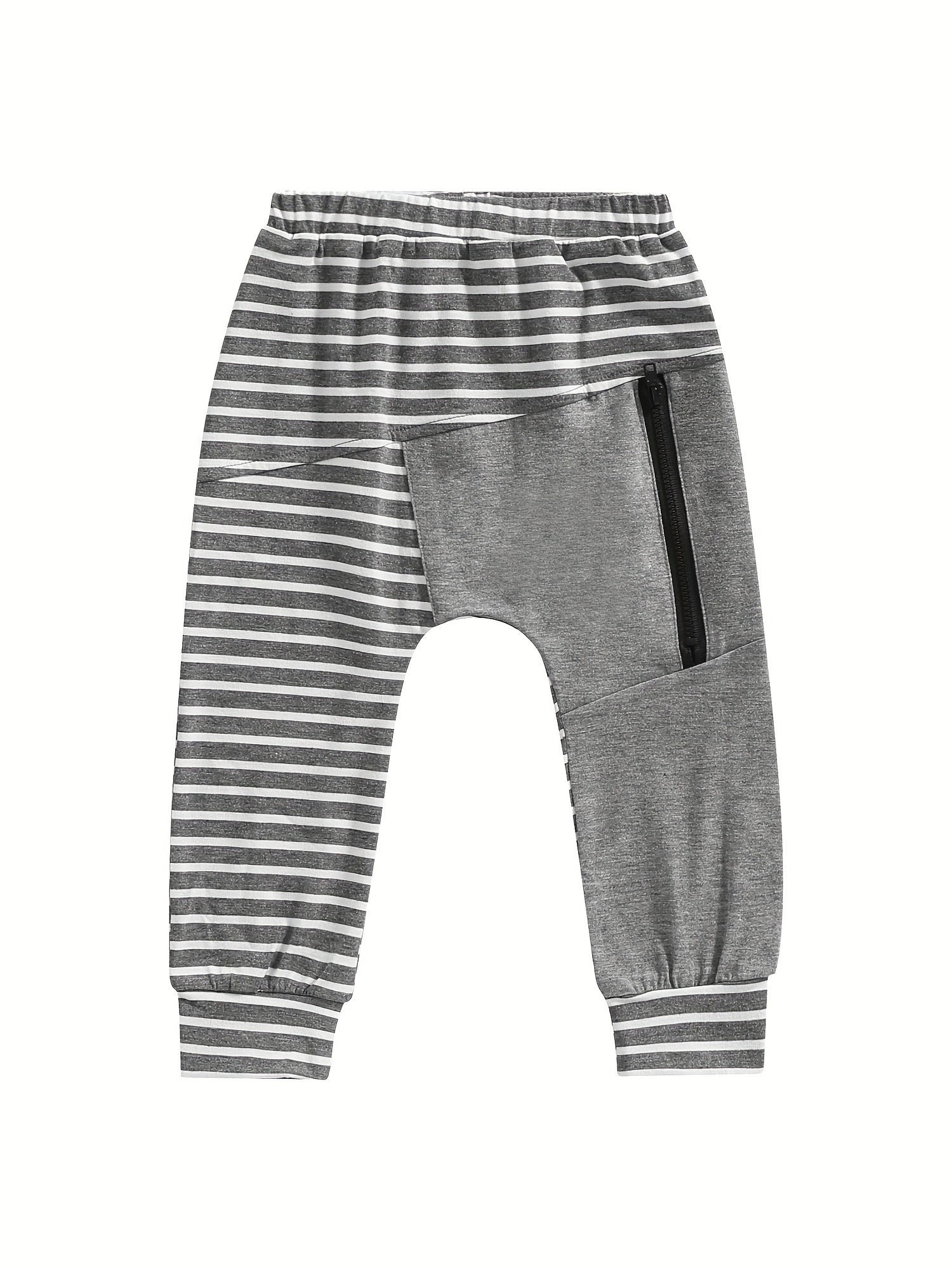 Boys Striped Zip Up Long Pants for Spring and Autumn