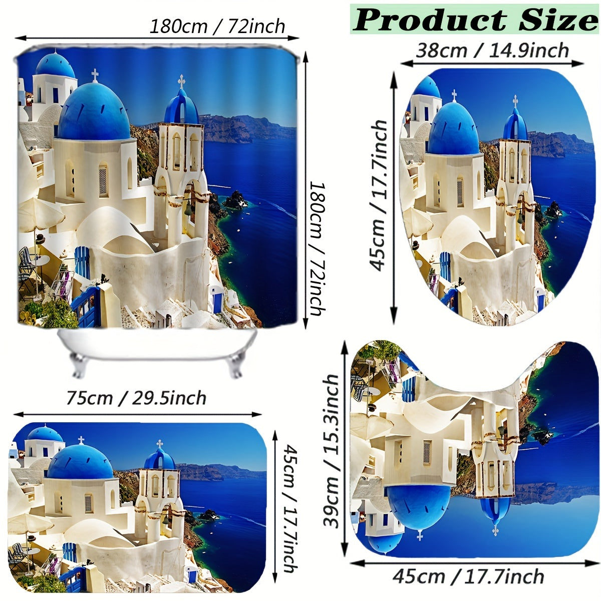 Greek Sea Of Love Shower Curtain Set Bathroom Decor