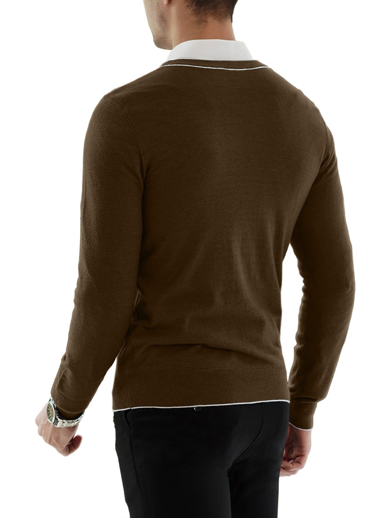 Men's Solid Casual Skinny Round Neck Pullover Sweater