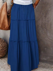 Boho Skirt Smock Maxi Elastic High Rise Drawstring