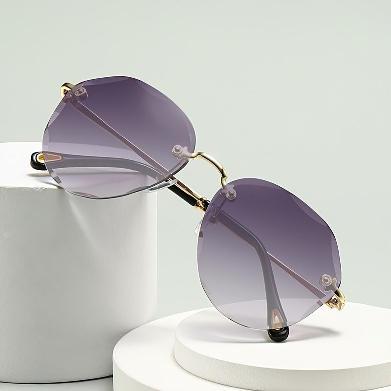 Irregular Rimless Sunglasses Gradient Vintage Shades UV Protection