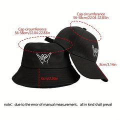 2pcs Gesture Embroidered Bucket Hat Set Unisex Sun Hat
