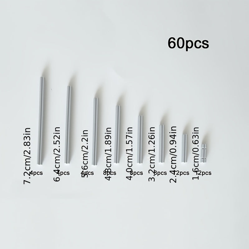 60pcs 8 Cross Shaft and Light Gray MOC Technology Building Block Accessories