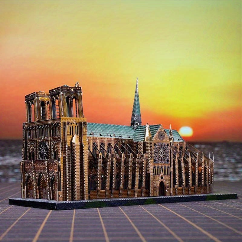 Colorful Paris Notre Dame 3D Metal Assembly Model Puzzle DIY