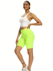 Women's Seersucker Knee Length Yoga Shorts Moisture Wicking