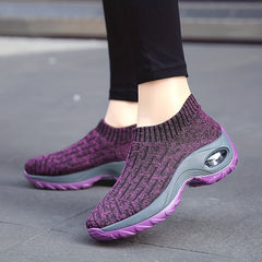 Women's Knit Sock Sneakers Slip On Wedge Shoes
