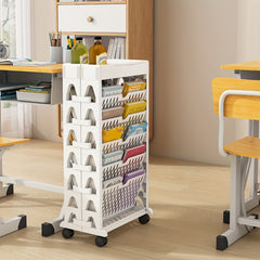 2 Tier Floor Movable Storage Rack - Organize Office Items Efficiently