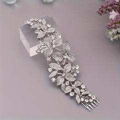 Boho Rhinestone Bridal Hair Comb Floral Wedding Accessory