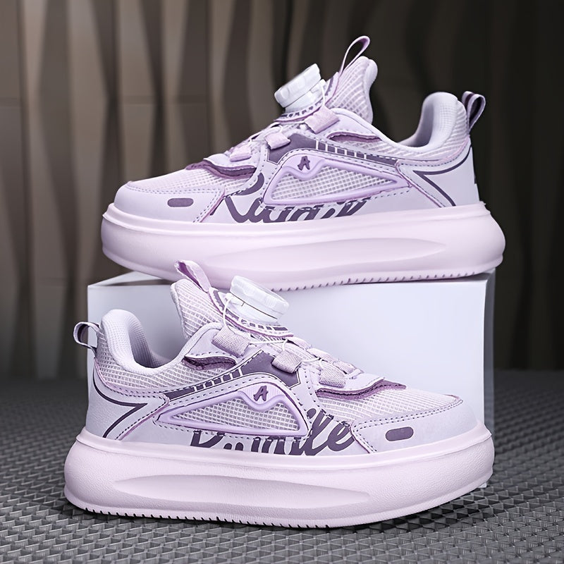 Boys Mesh Sneakers with Rotating Button Breathable Non-slip Shoes