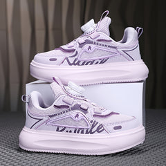 Boys Mesh Sneakers with Rotating Button Breathable Non-slip Shoes