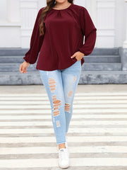 Lantern Sleeve Round Neck Top