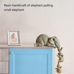 3Pcs Elephant Sitter Figurines Mother 2 Babies Hanging Off Edge