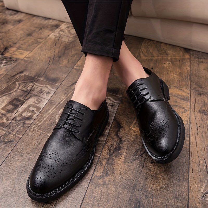 Men's Brogue Wingtip Derby Shoes Lace up Front Dress Shoes