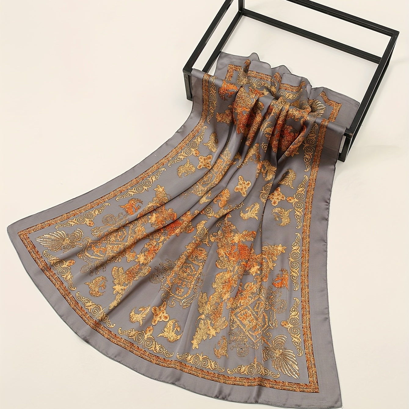 Vintage Court Pattern Bandana Large Square Scarf