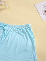 Casual Loungewear Shorts Set Women's Drawstring Pajama