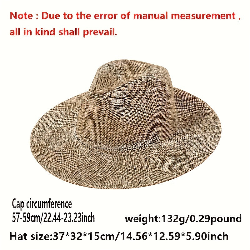 Sequins Sparkling Y2K Sun Hat Chain Decor Solid Fedora Cap