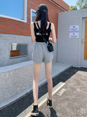 Solid Drawstring Waist Shorts for Women